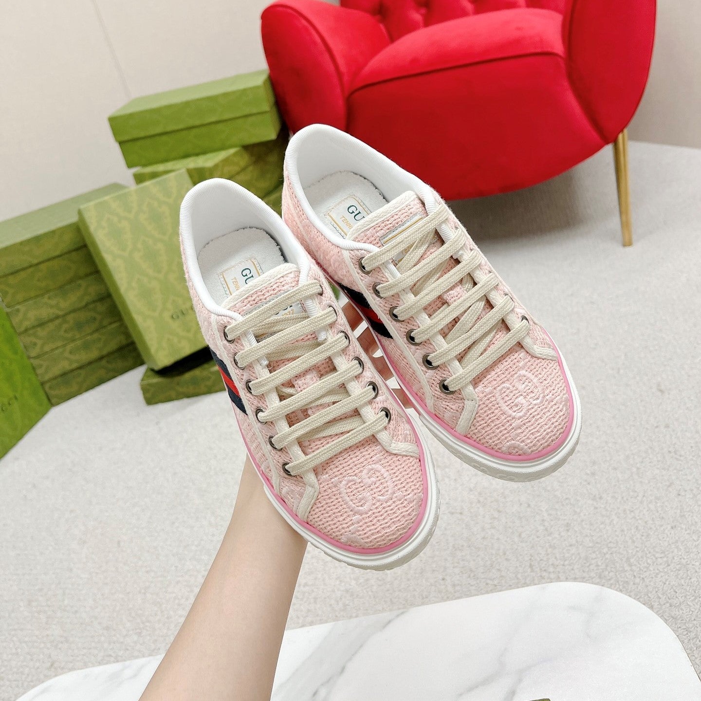 GG Tennis 1977 Sneakers Light Pink Fabric 457437