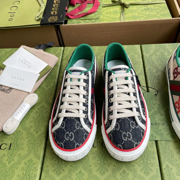 GG 26 Platform Sneaker Dark Blue Monogram Denim 632828