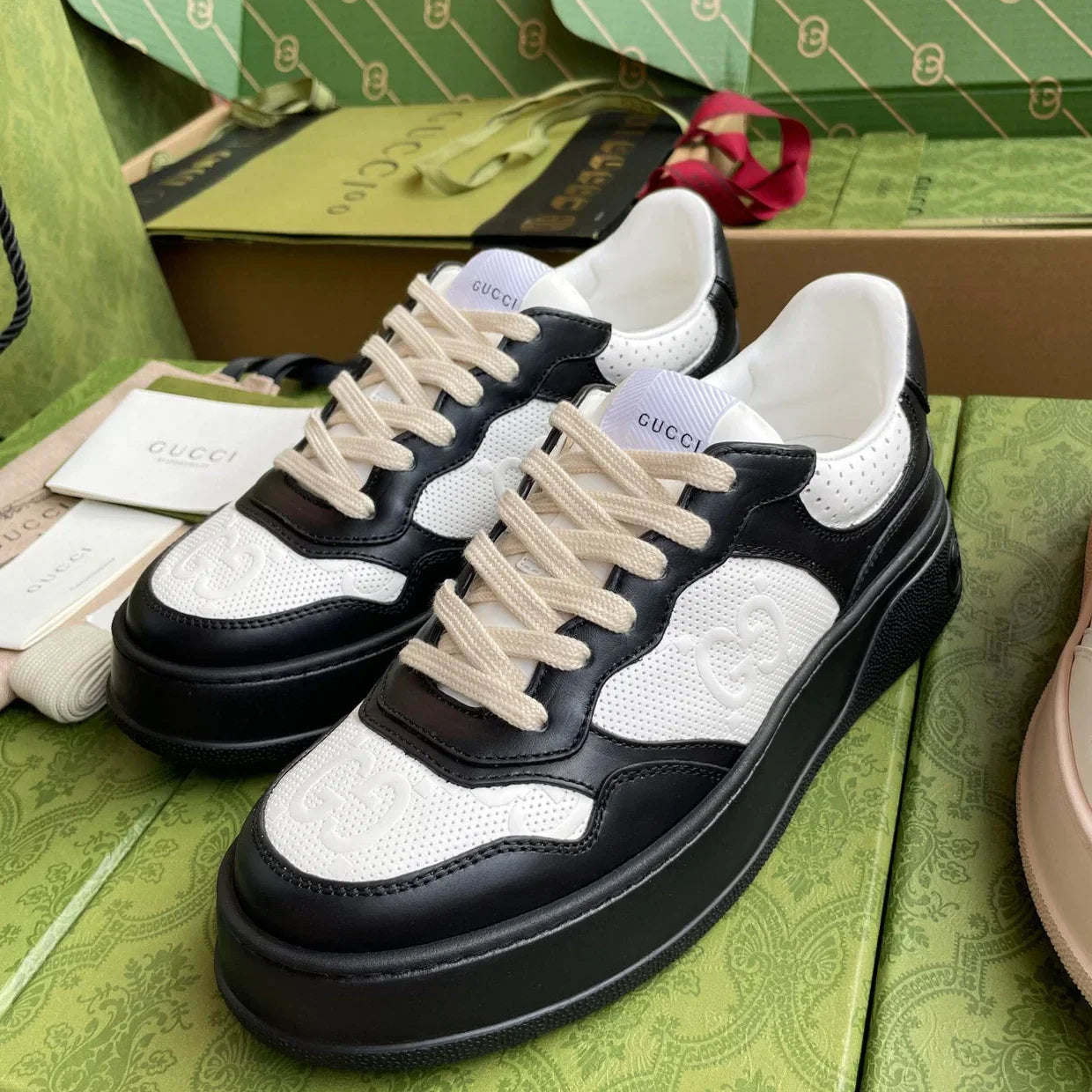 GG 26 Sneaker White Navy Blue Canvas Suede 632877
