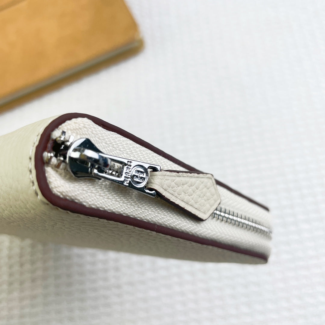 HM Silk'in Classic Wallet 20 Cream Grained Calfskin