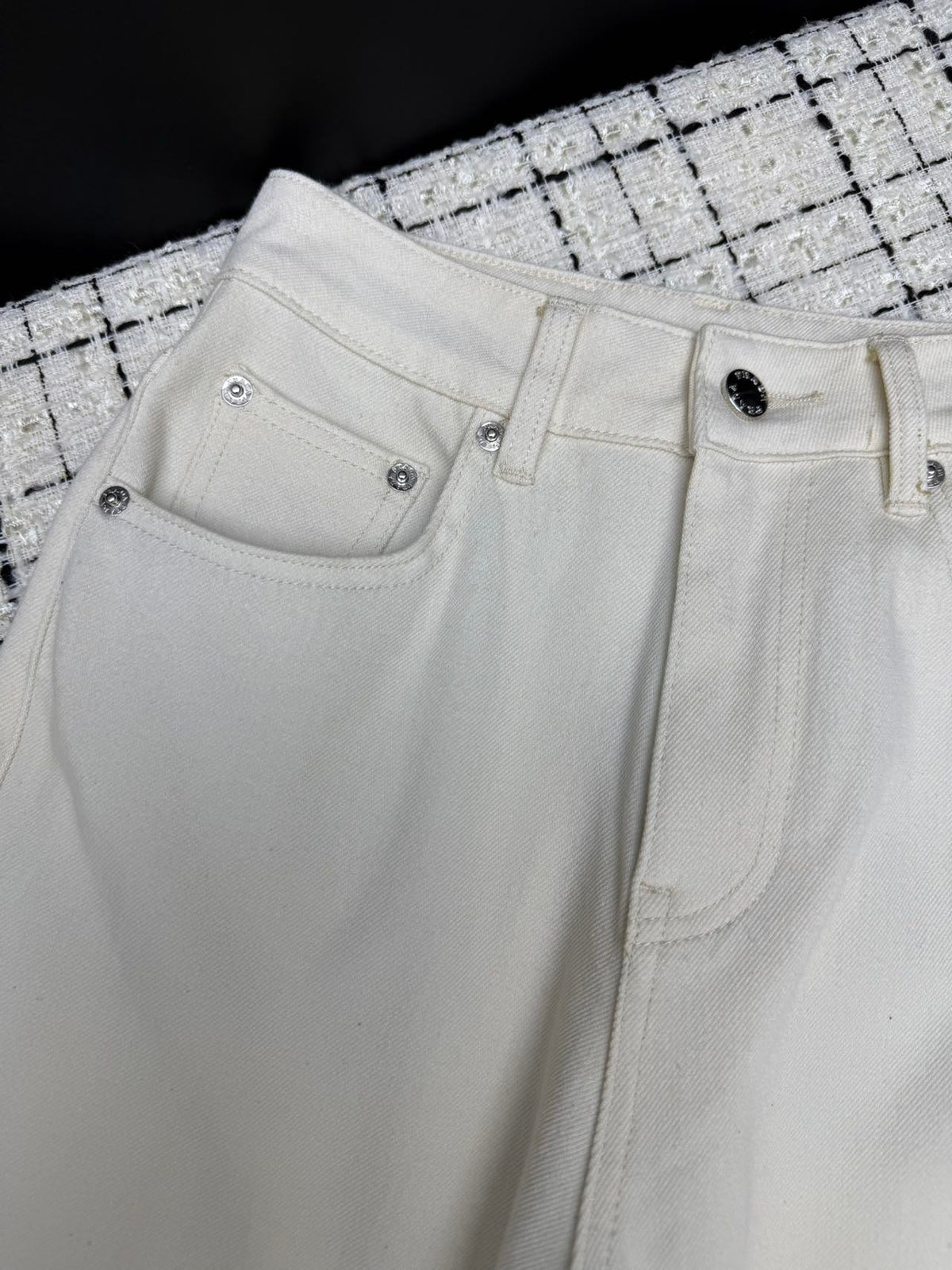Prada Flared Jeans Embroidered Logo Applique 404855