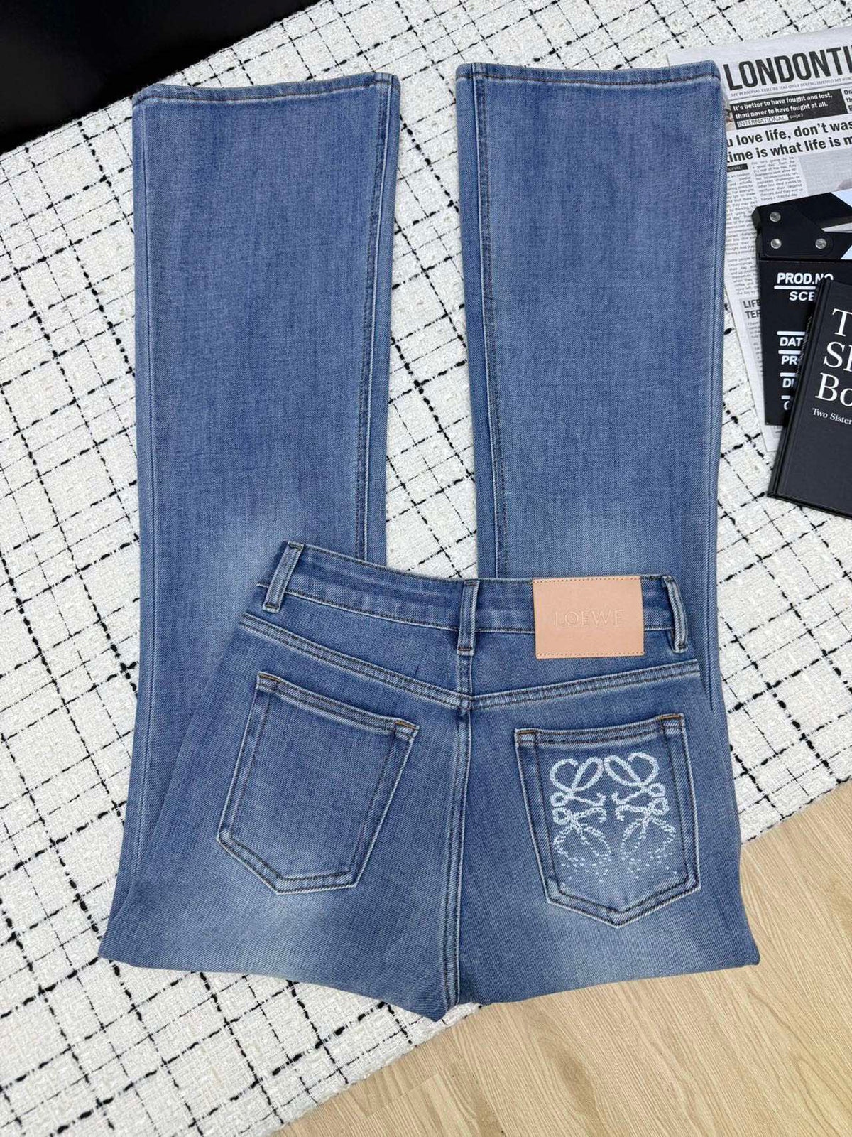 Loewe Flared Jeans Embroidered Logo Applique 404863