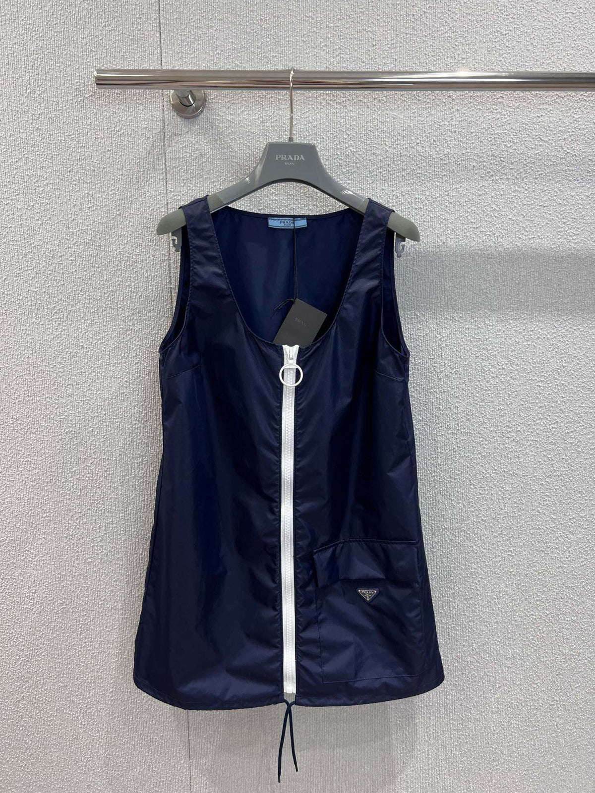 Prada 26s Sleeveless Mini-dress Navy Blue Polyester 349021