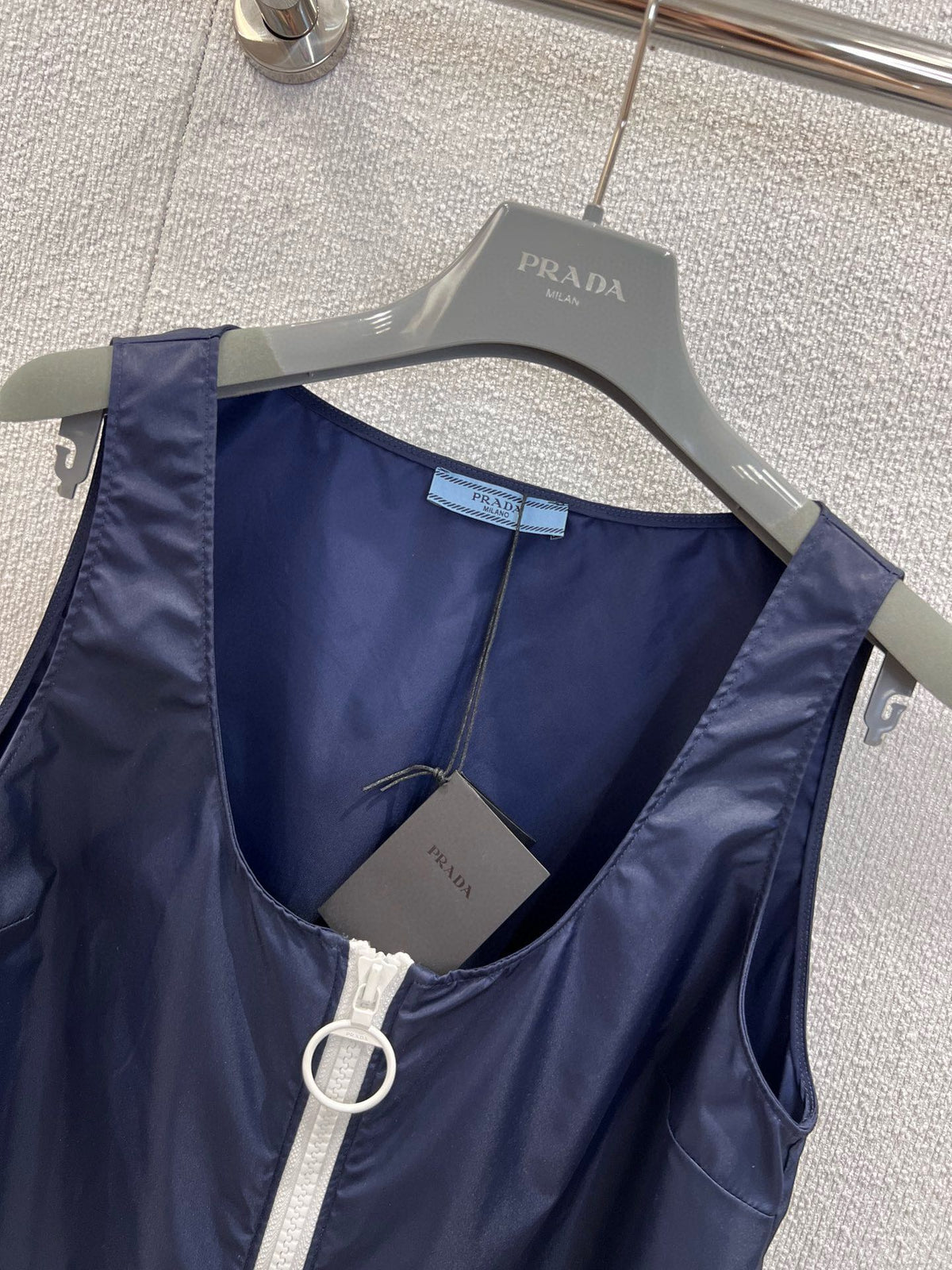 Prada 26s Sleeveless Mini-dress Navy Blue Polyester 349021
