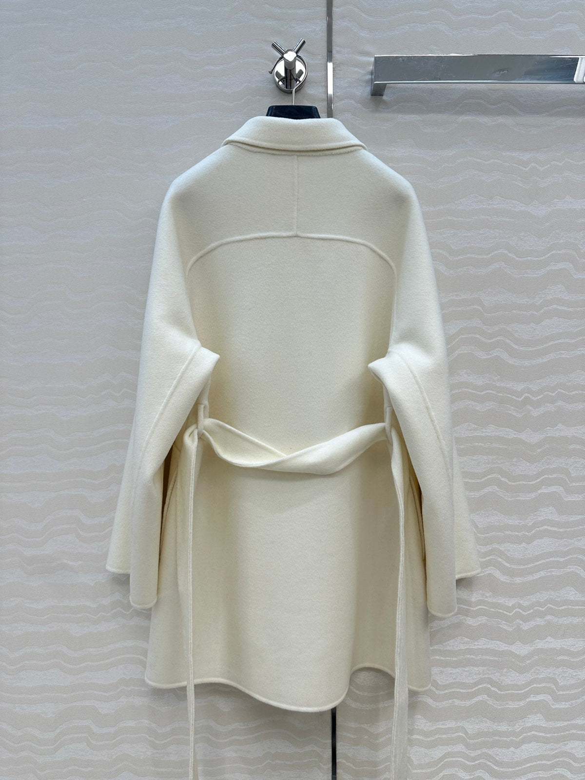 HM SS26 Leather Trimmed Coat Ivory Wool Cashmere  351141