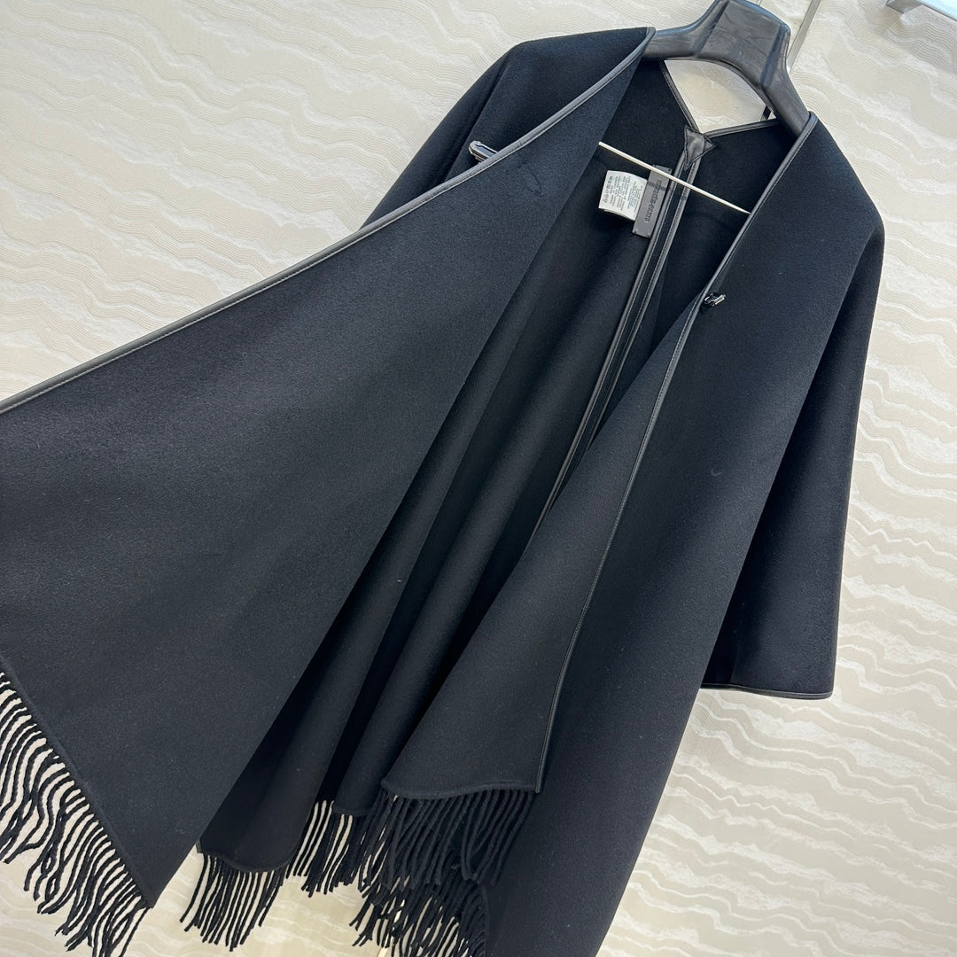 HM SS26 Kelly Lock Poncho Black Wool Cashmere 351152