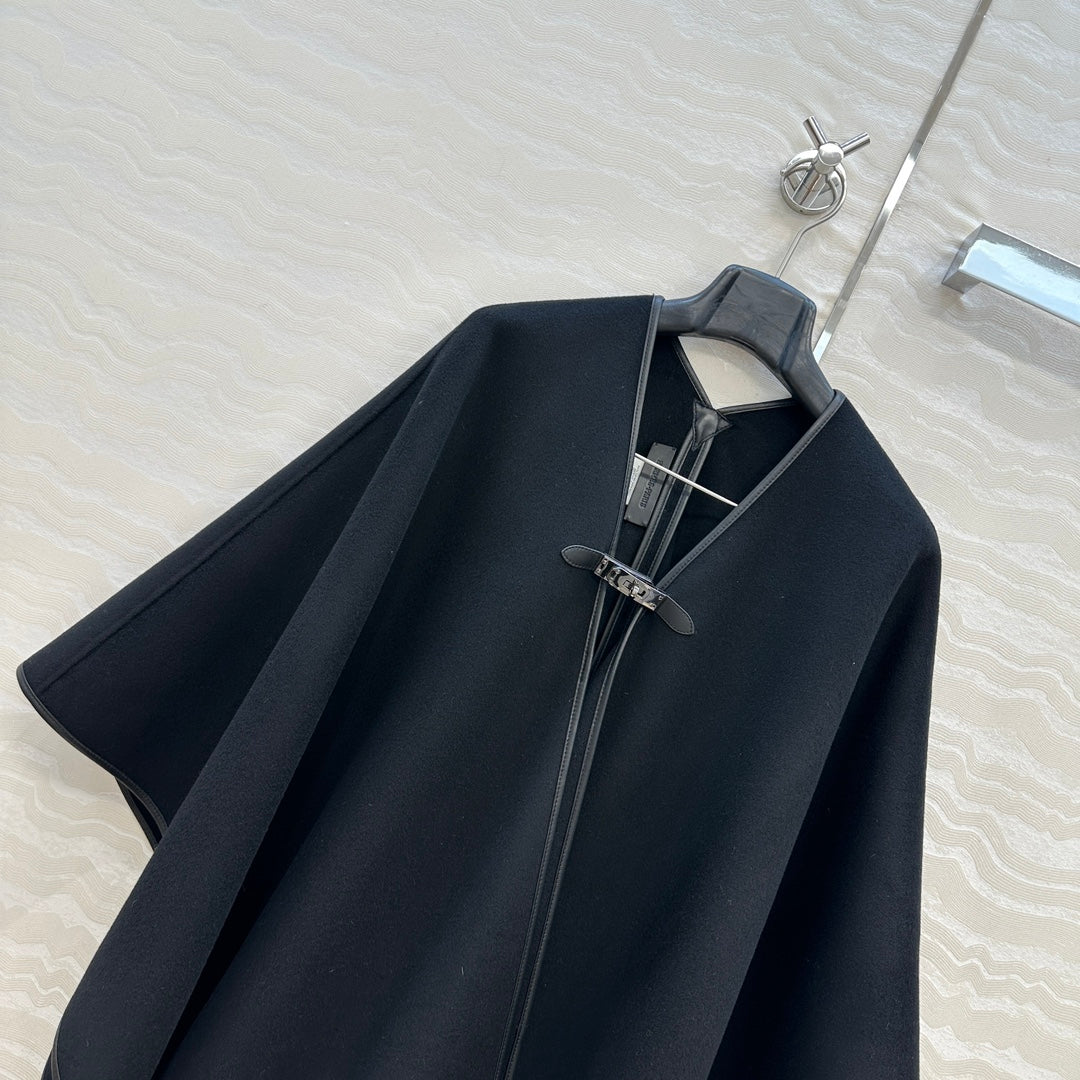HM SS26 Kelly Lock Poncho Black Wool Cashmere 351152