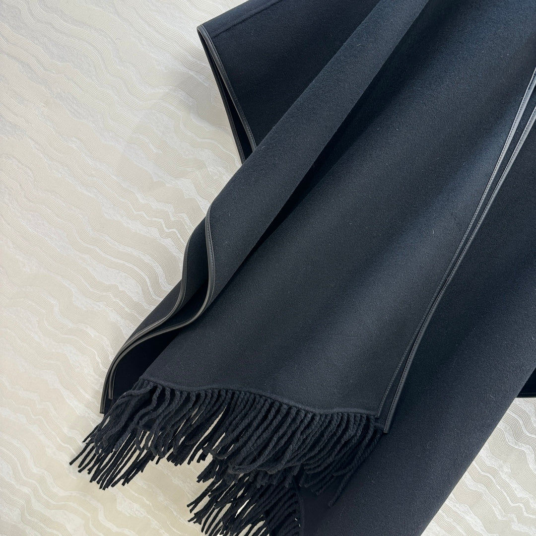 HM SS26 Kelly Lock Poncho Black Wool Cashmere 351152