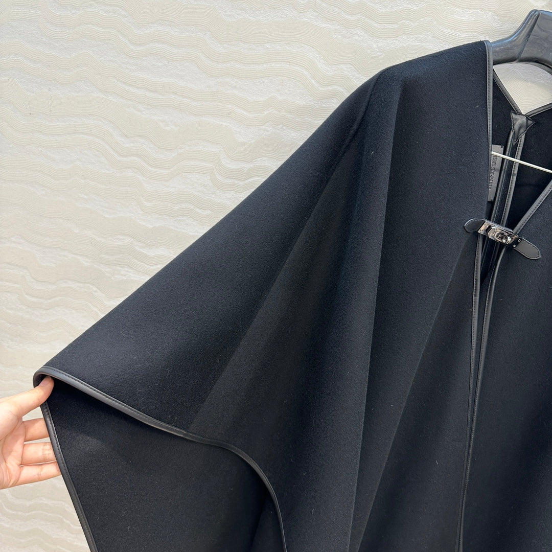 HM SS26 Kelly Lock Poncho Black Wool Cashmere 351152