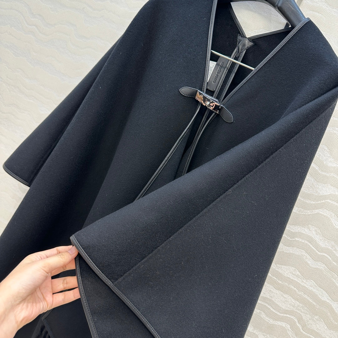 HM SS26 Kelly Lock Poncho Black Wool Cashmere 351152