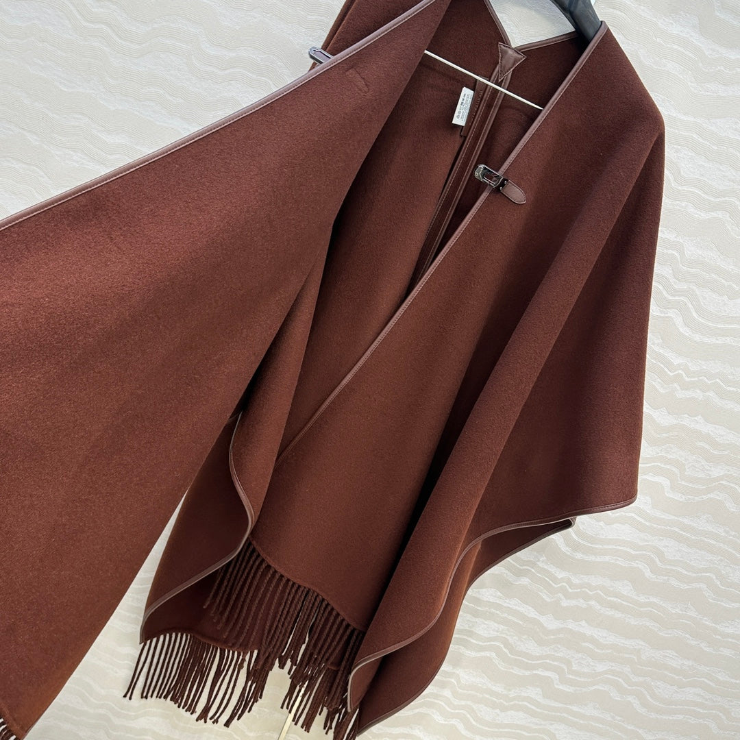 HM SS26 Kelly Lock Poncho Marrone Wool Cashmere 351159