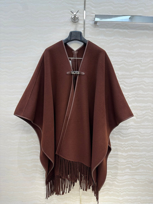 HM SS26 Kelly Lock Poncho Marrone Wool Cashmere 351159