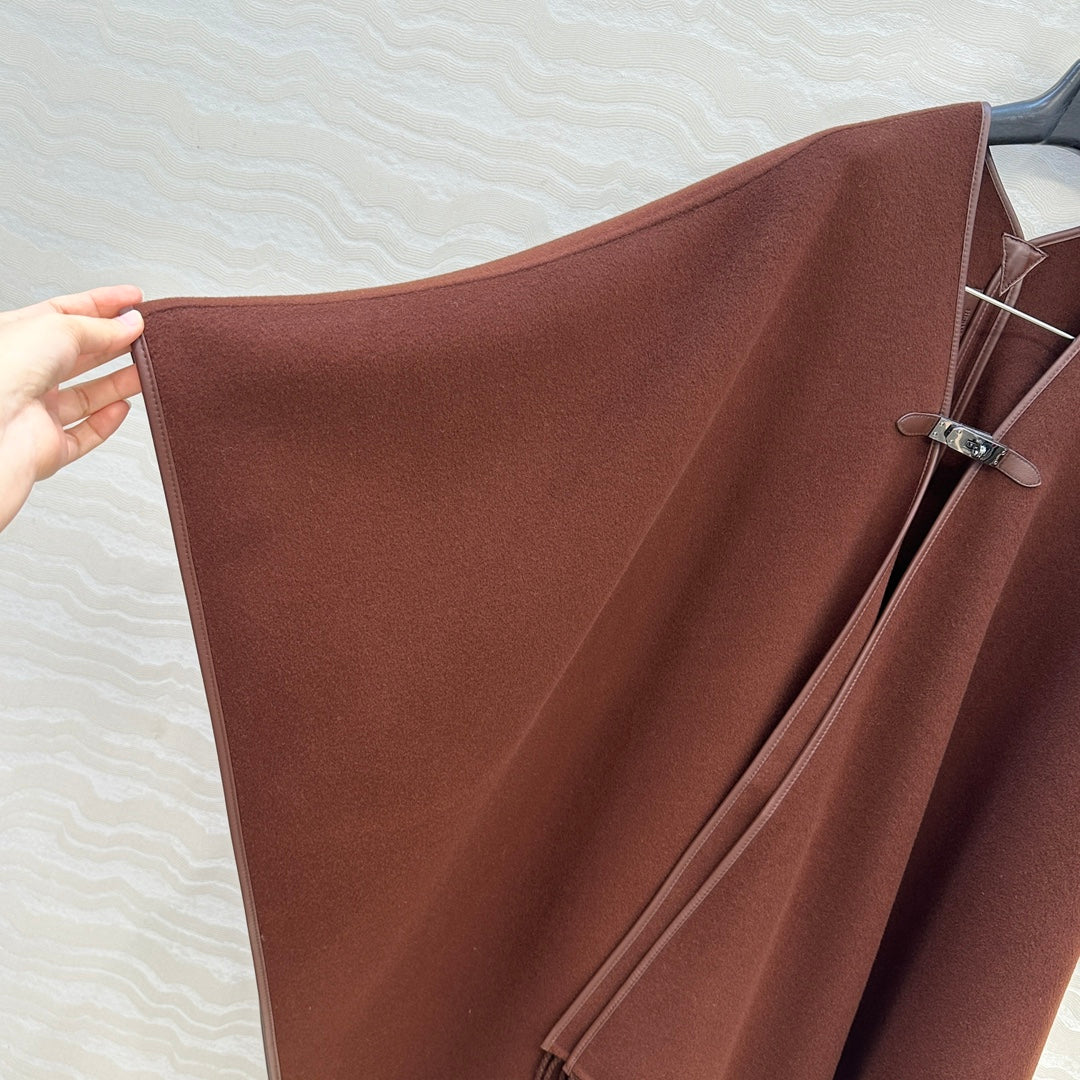 HM SS26 Kelly Lock Poncho Marrone Wool Cashmere 351159
