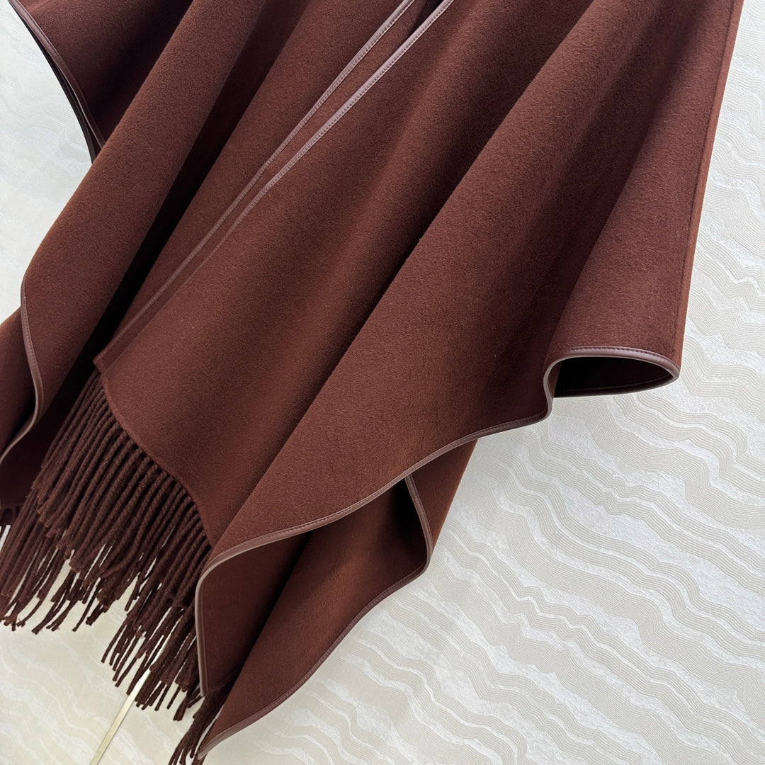 HM SS26 Kelly Lock Poncho Marrone Wool Cashmere 351159