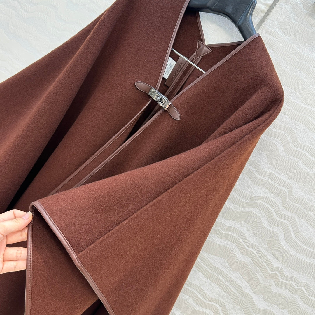 HM SS26 Kelly Lock Poncho Marrone Wool Cashmere 351159