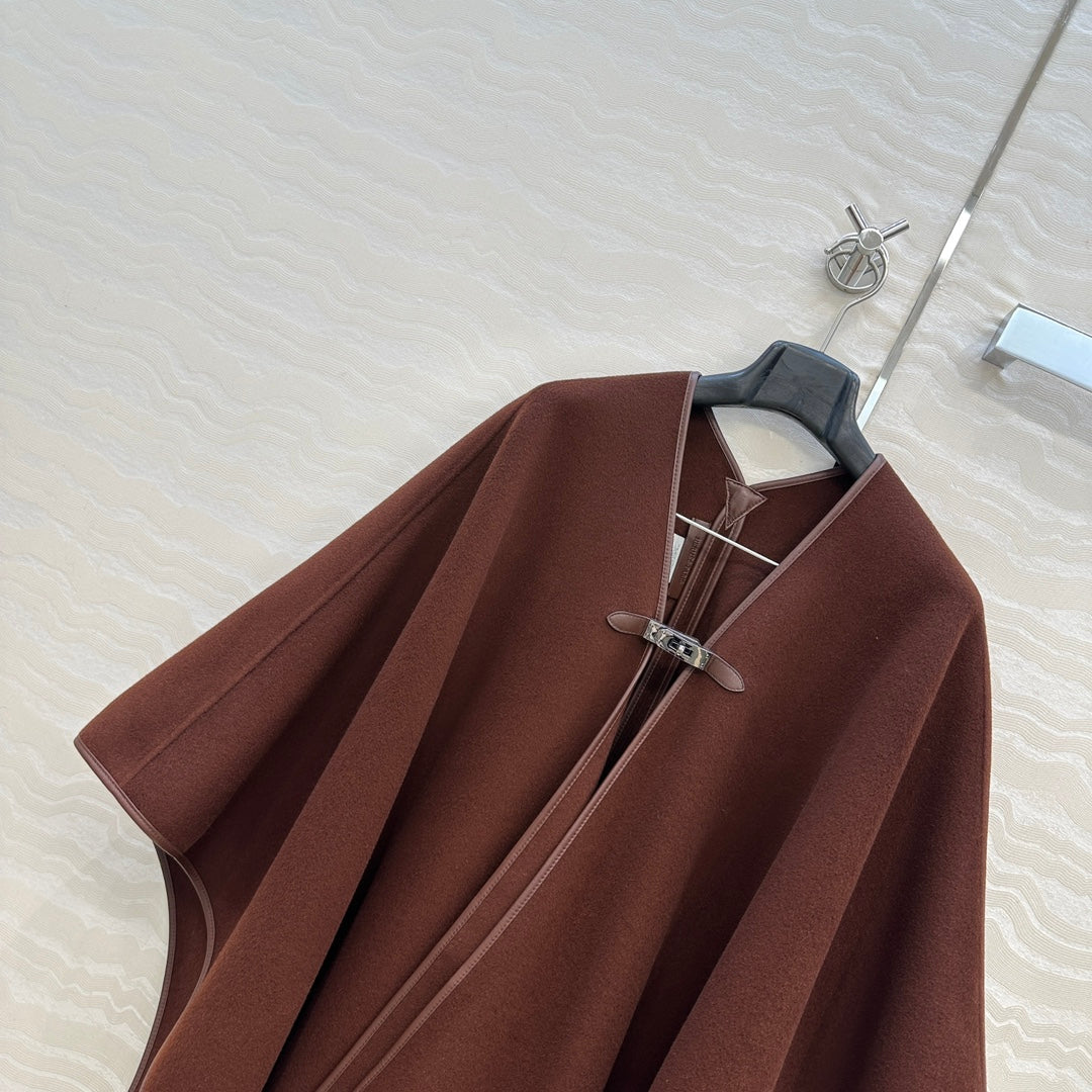 HM SS26 Kelly Lock Poncho Marrone Wool Cashmere 351159