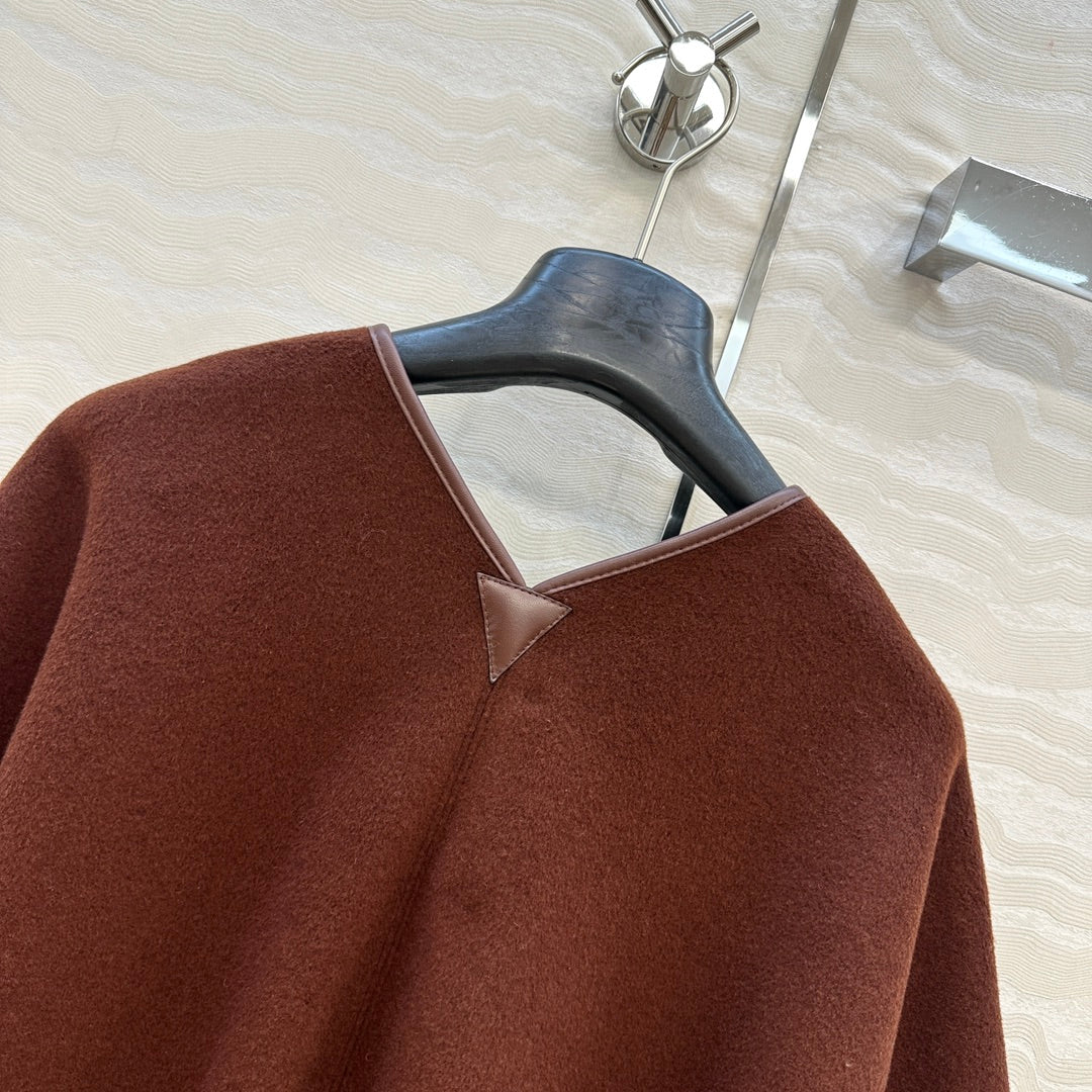 HM SS26 Kelly Lock Poncho Marrone Wool Cashmere 351159