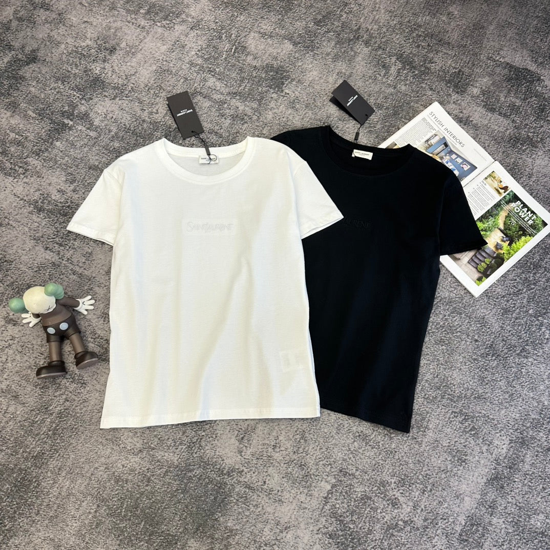 YSL SS26 Logo-Embossed T-Shirt Cotton 350819