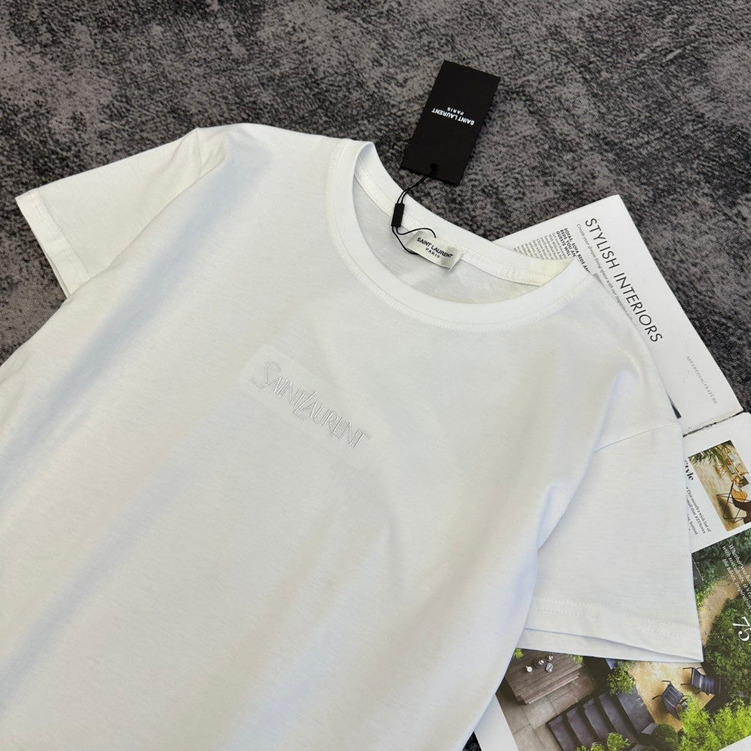 YSL SS26 Logo-Embossed T-Shirt Cotton 350819