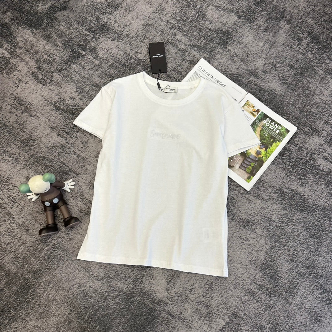 YSL SS26 Logo-Embossed T-Shirt Cotton 350819