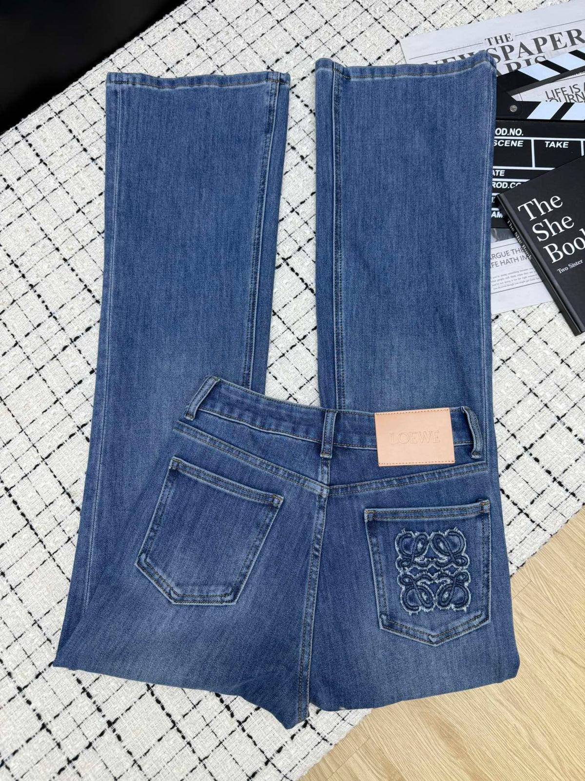 Loewe Flared Jeans Embroidered Logo Applique 404879