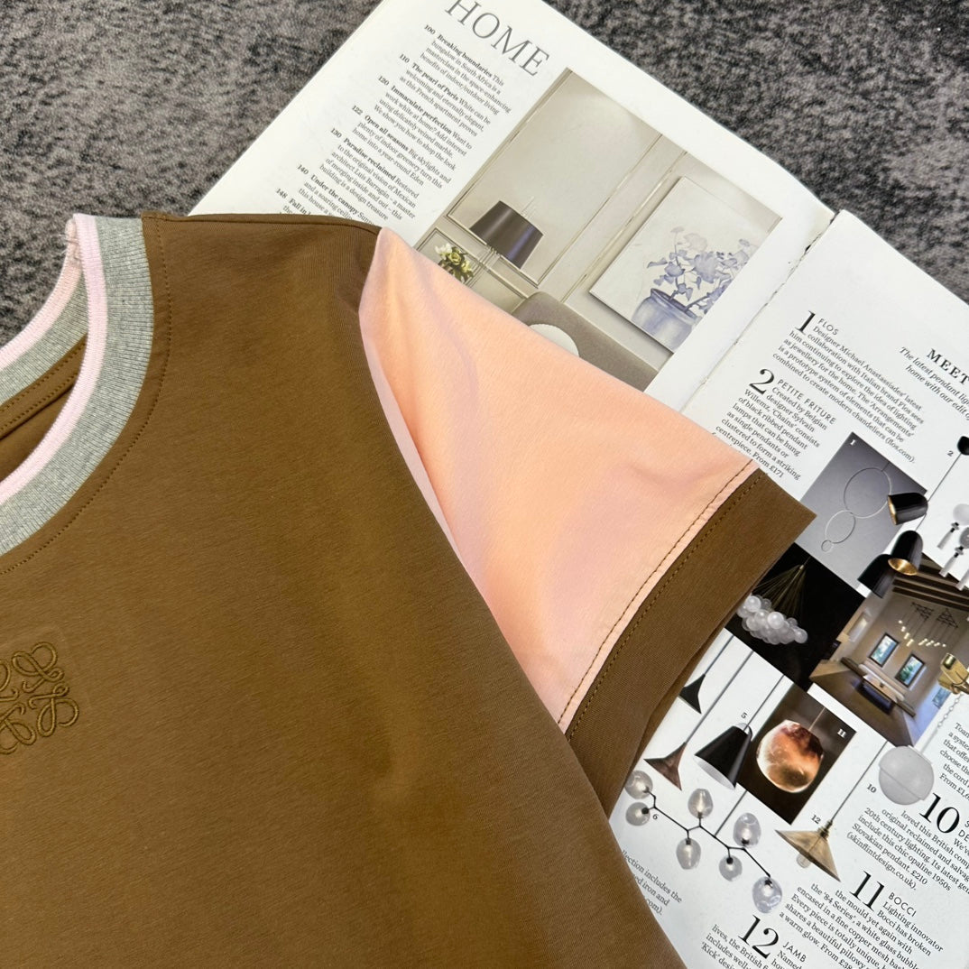 Loewe SS26 Short-Sleeve T-Shirt Brown Caramel Cotton 350723