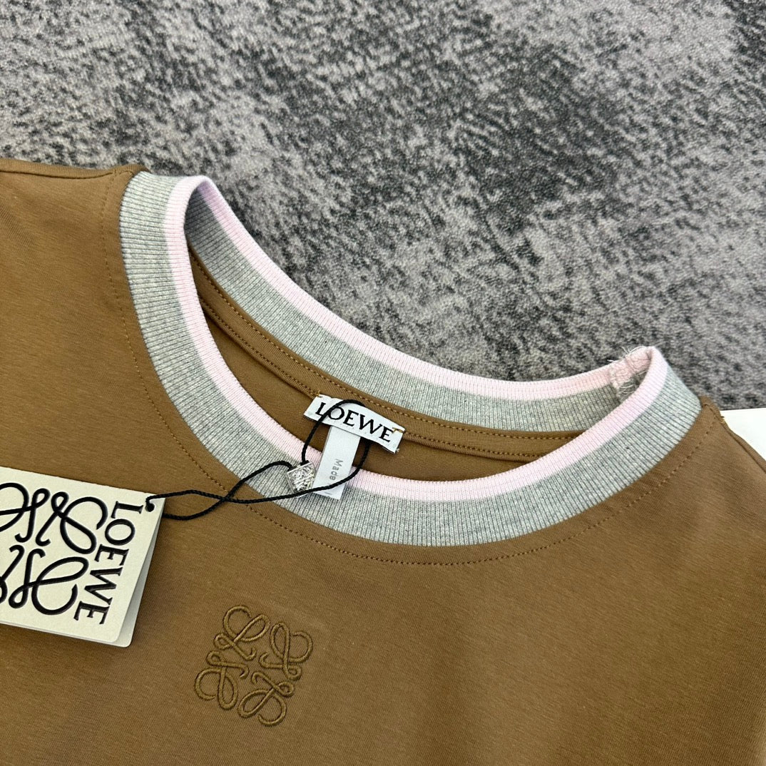 Loewe SS26 Short-Sleeve T-Shirt Brown Caramel Cotton 350723