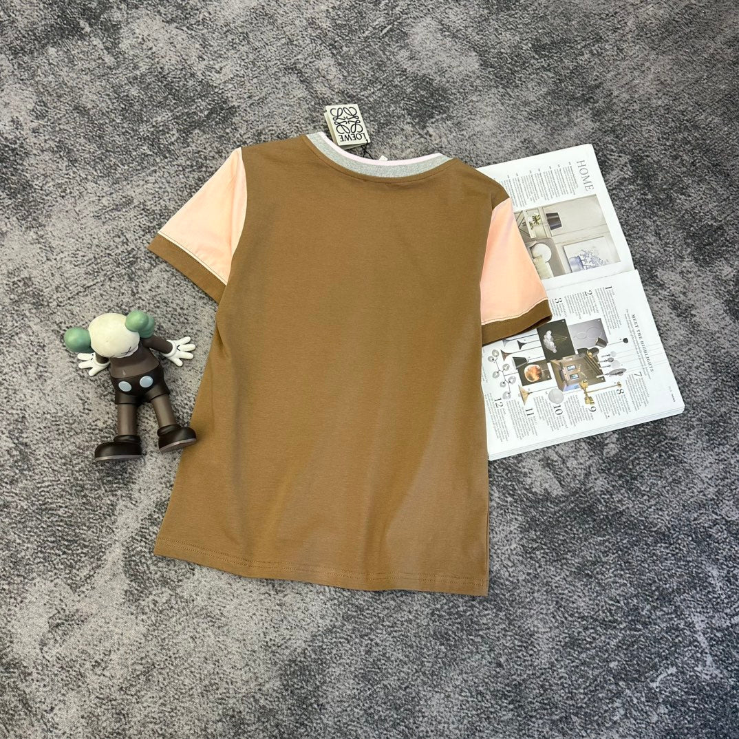 Loewe SS26 Short-Sleeve T-Shirt Brown Caramel Cotton 350723