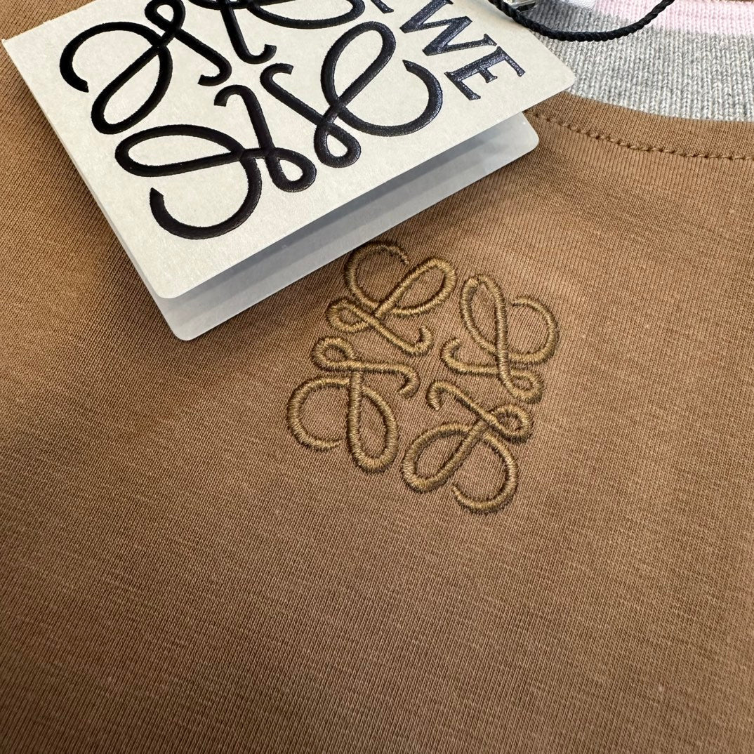 Loewe SS26 Short-Sleeve T-Shirt Brown Caramel Cotton 350723