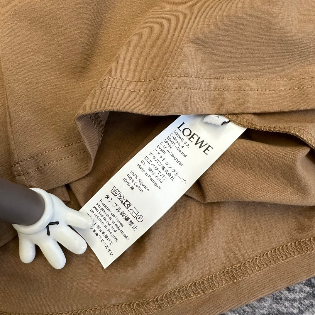 Loewe SS26 Short-Sleeve T-Shirt Brown Caramel Cotton 350723