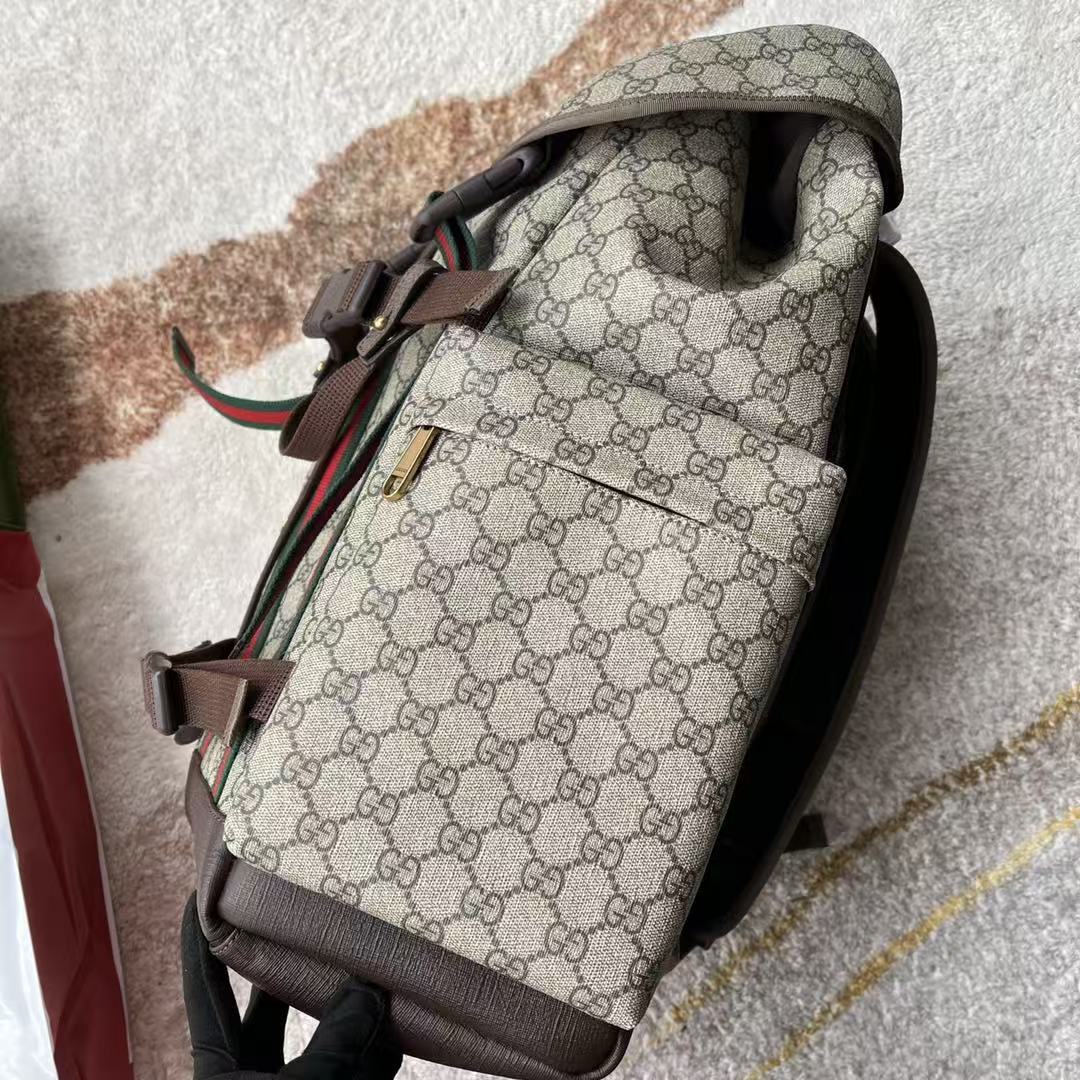 GG Supreme Skateboard Backpack Brown Beige Leather Canvas