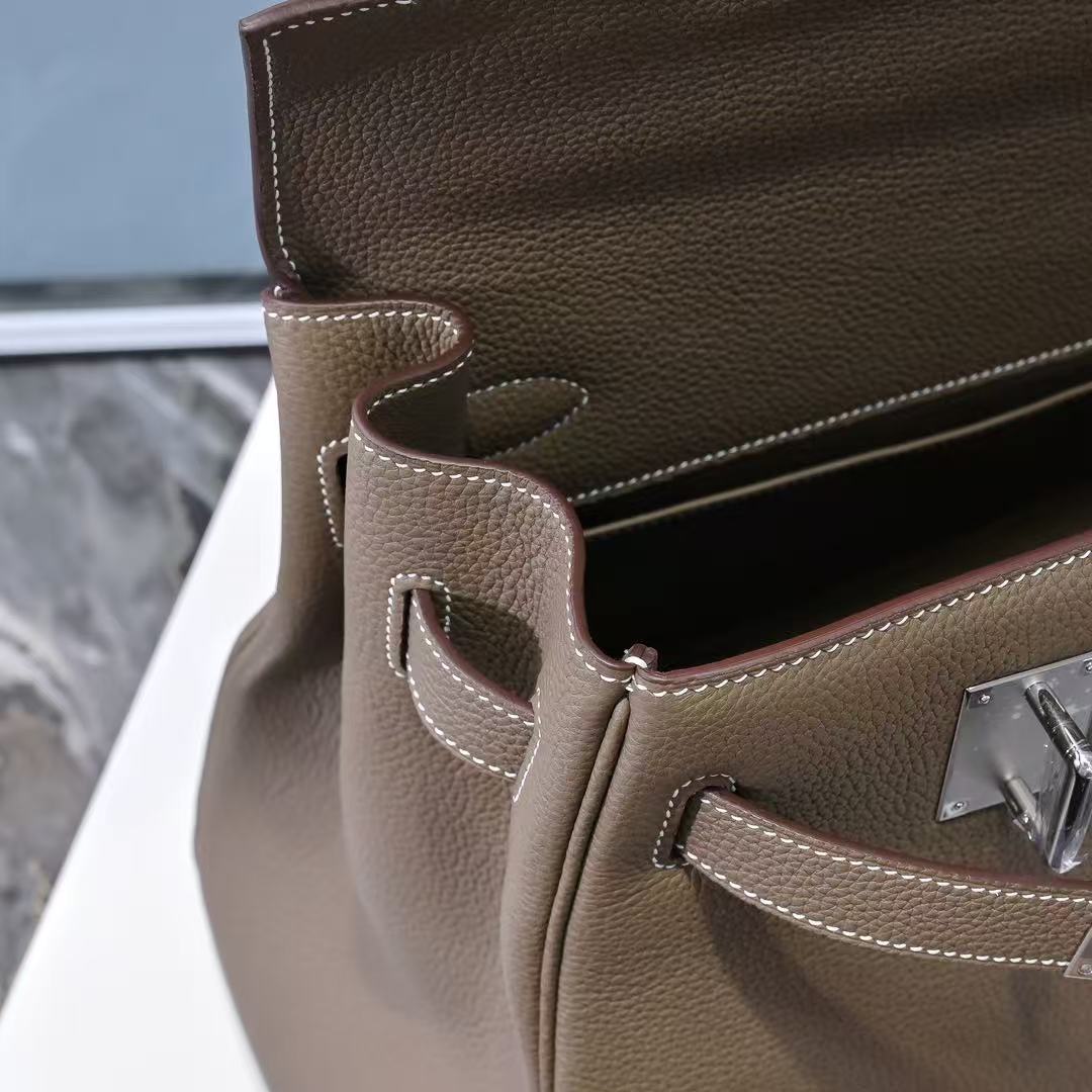 HM Kelly 42cm For Men Taupe Togo Leather Sliver Hardware