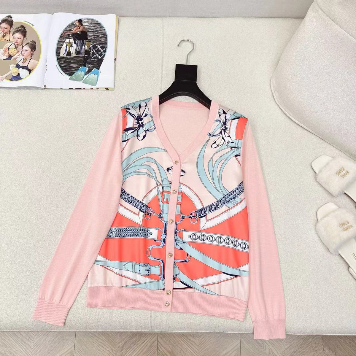 HM 25S Cardigan Tencel Knit Fabric with Rayon Fabric