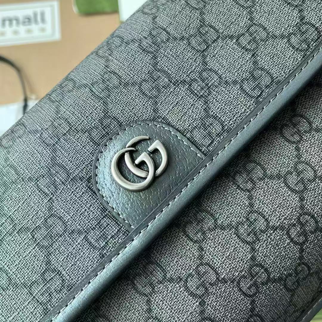 Gucci Ophidia Small Bag 23 Dark Grey Monogram Canvas Lambskin