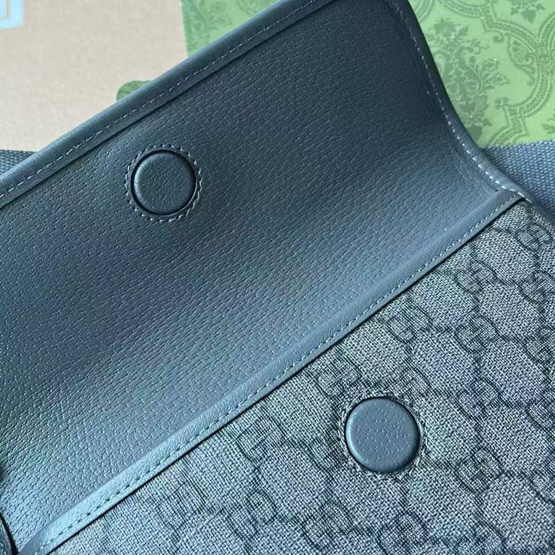 Gucci Ophidia Small Bag 23 Dark Grey Monogram Canvas Lambskin