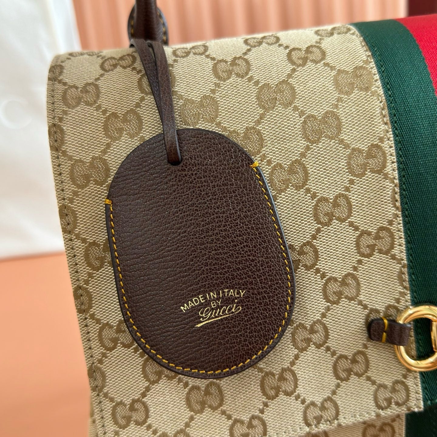 GG Paparazzo Large Top Handle Bag Beige Canvas