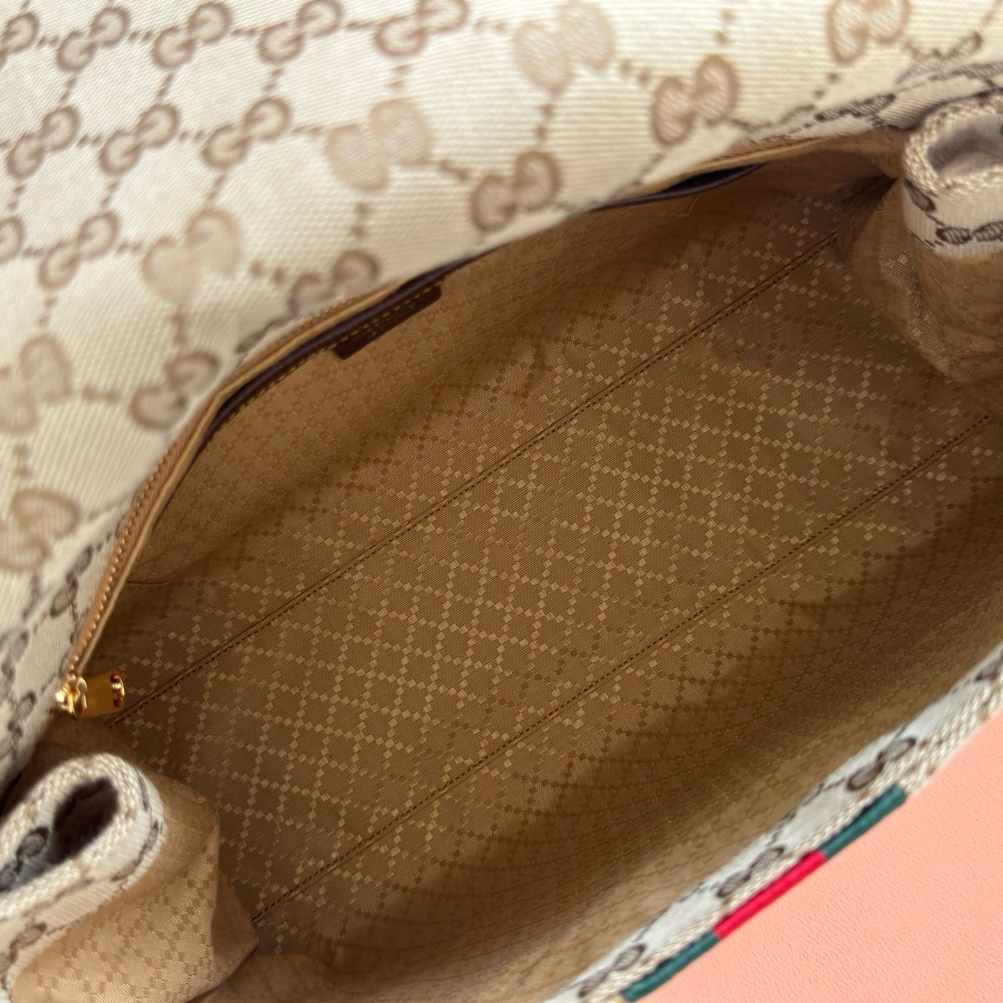GG Paparazzo Large Top Handle Bag Beige Canvas