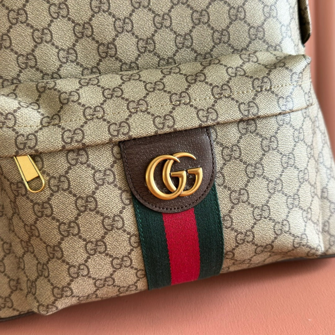 GG Ophidia Medium Backpack Bag Beige Canvas