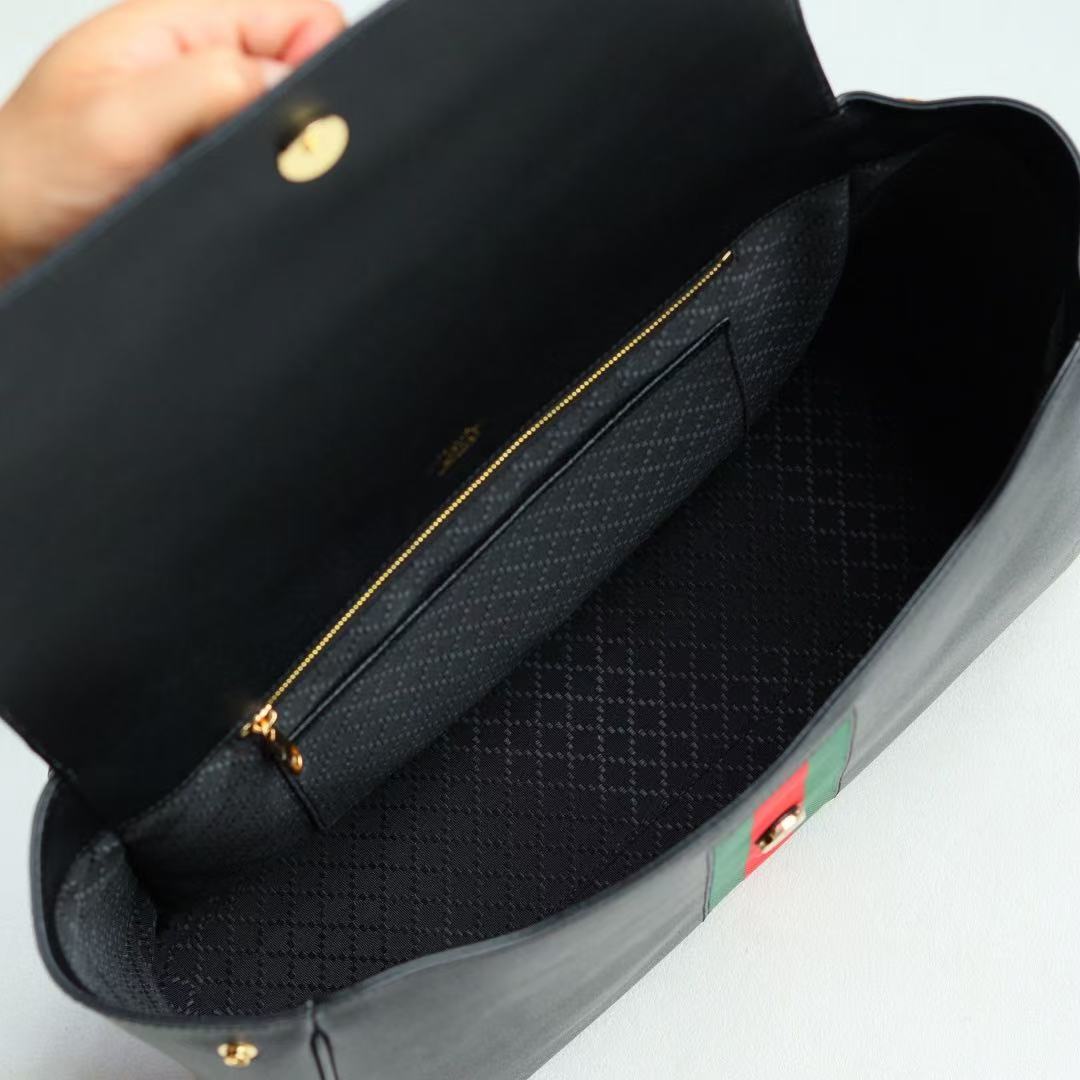 GG Paparazzo Large Top Handle Bag 37cm Black Leather
