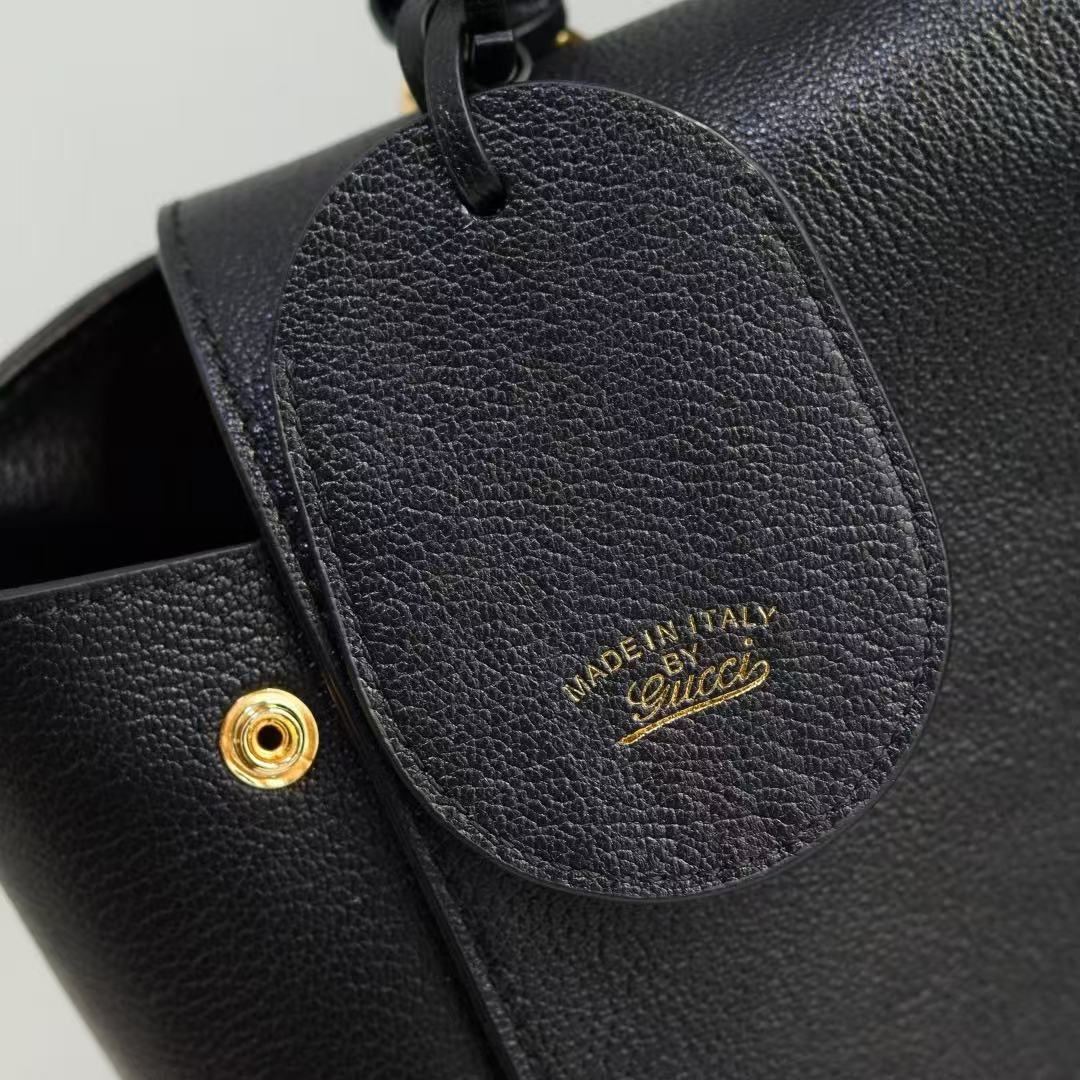 GG Paparazzo Large Top Handle Bag 37cm Black Leather