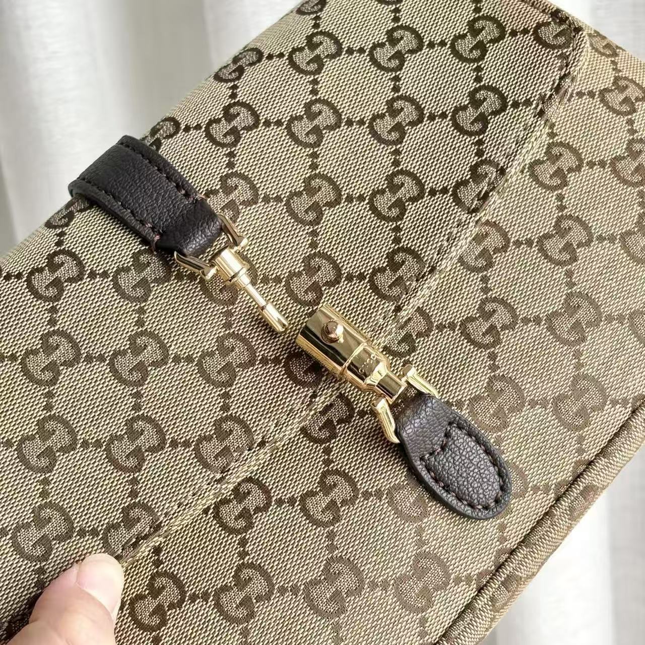 GG Aperitivo Medium Shoulder Bag Beige Brown Canvas