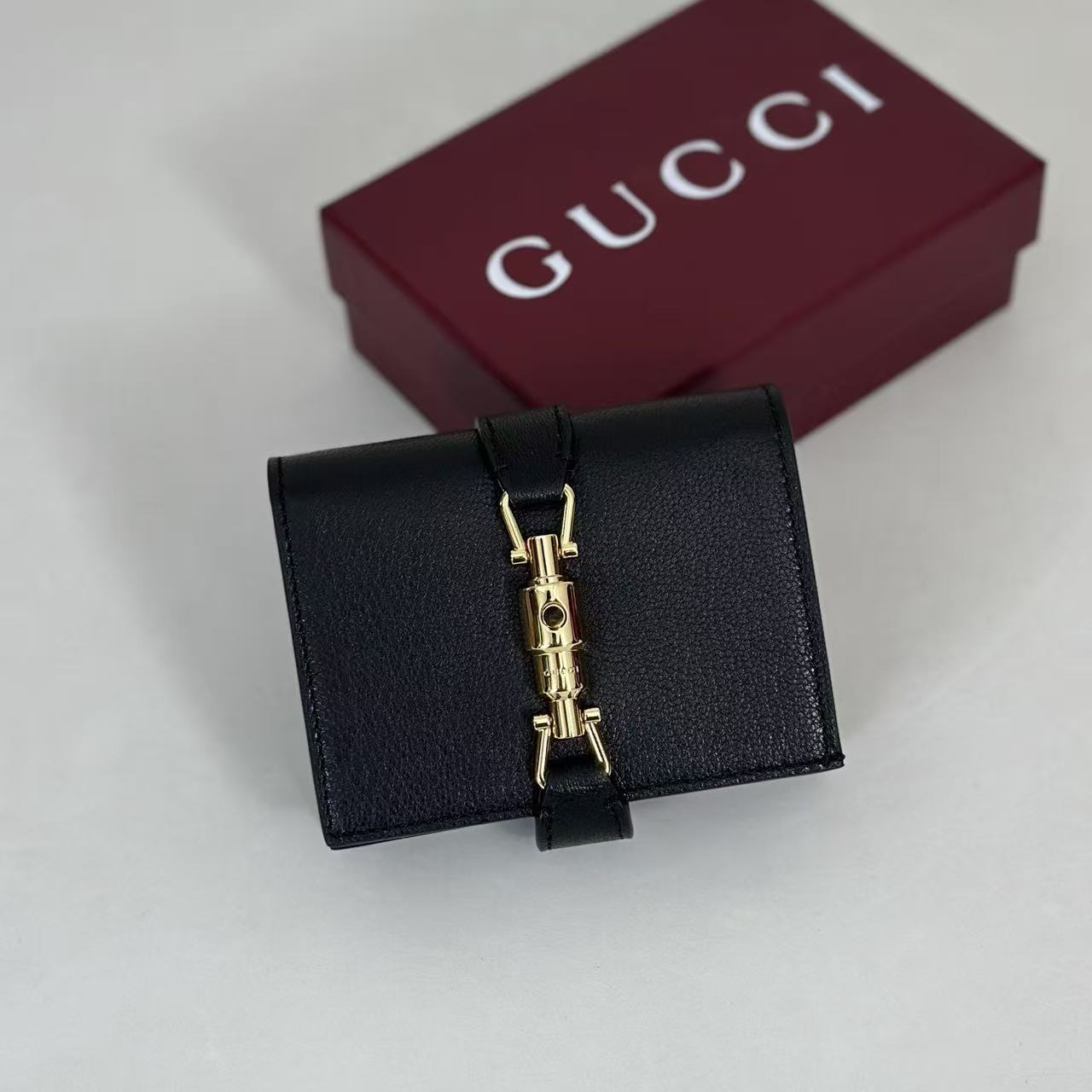 GG 26s Jackie Medium Wallet Black Leather