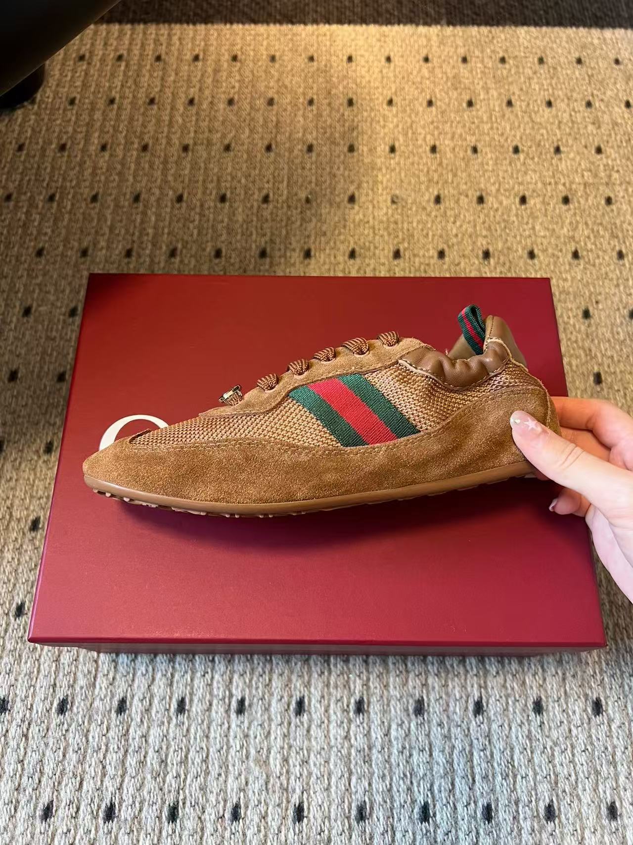 GG Shift Sneaker Brown Suede Mesh