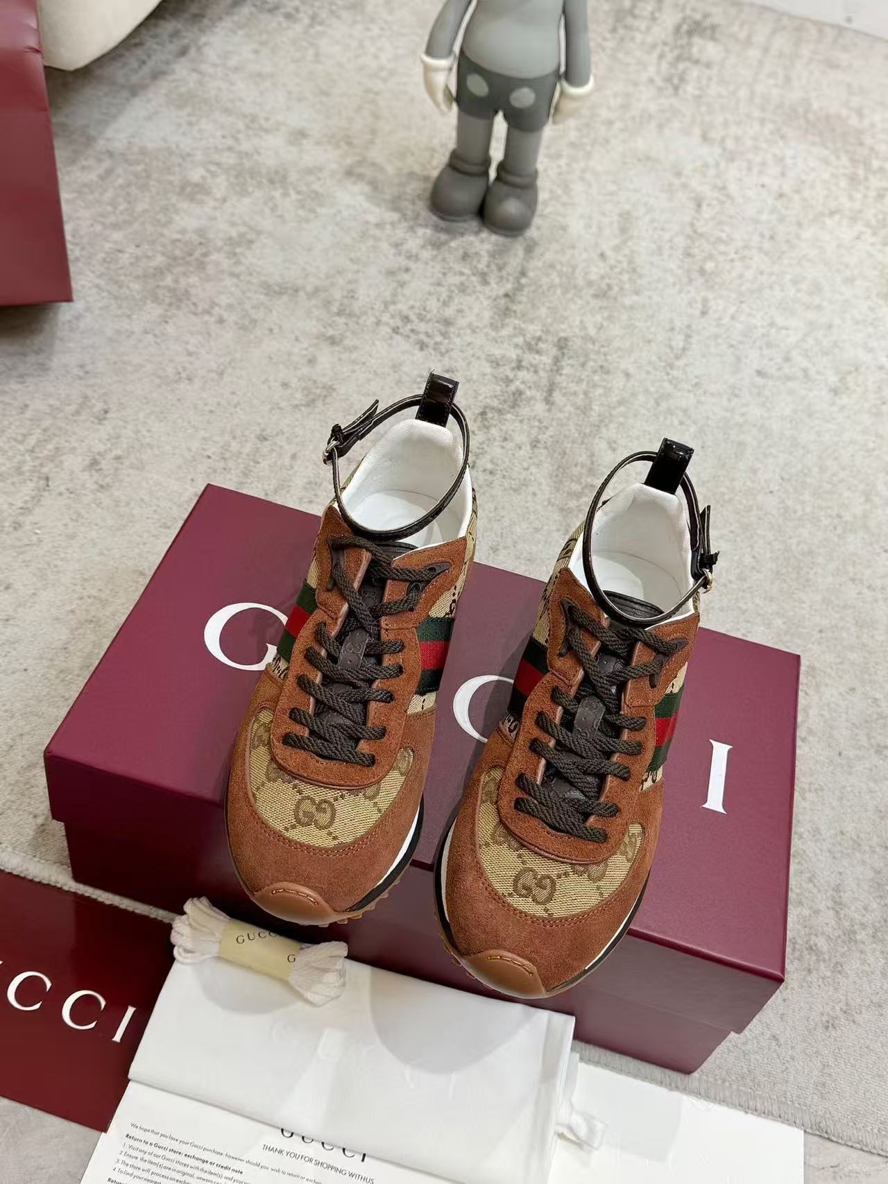 GG Re-Motion Ankle Strap Sneaker Brown Canvas