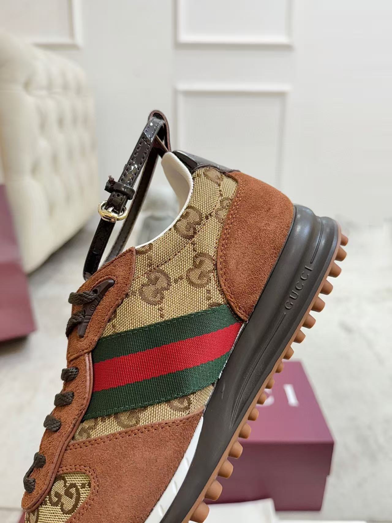 GG Re-Motion Ankle Strap Sneaker Brown Canvas