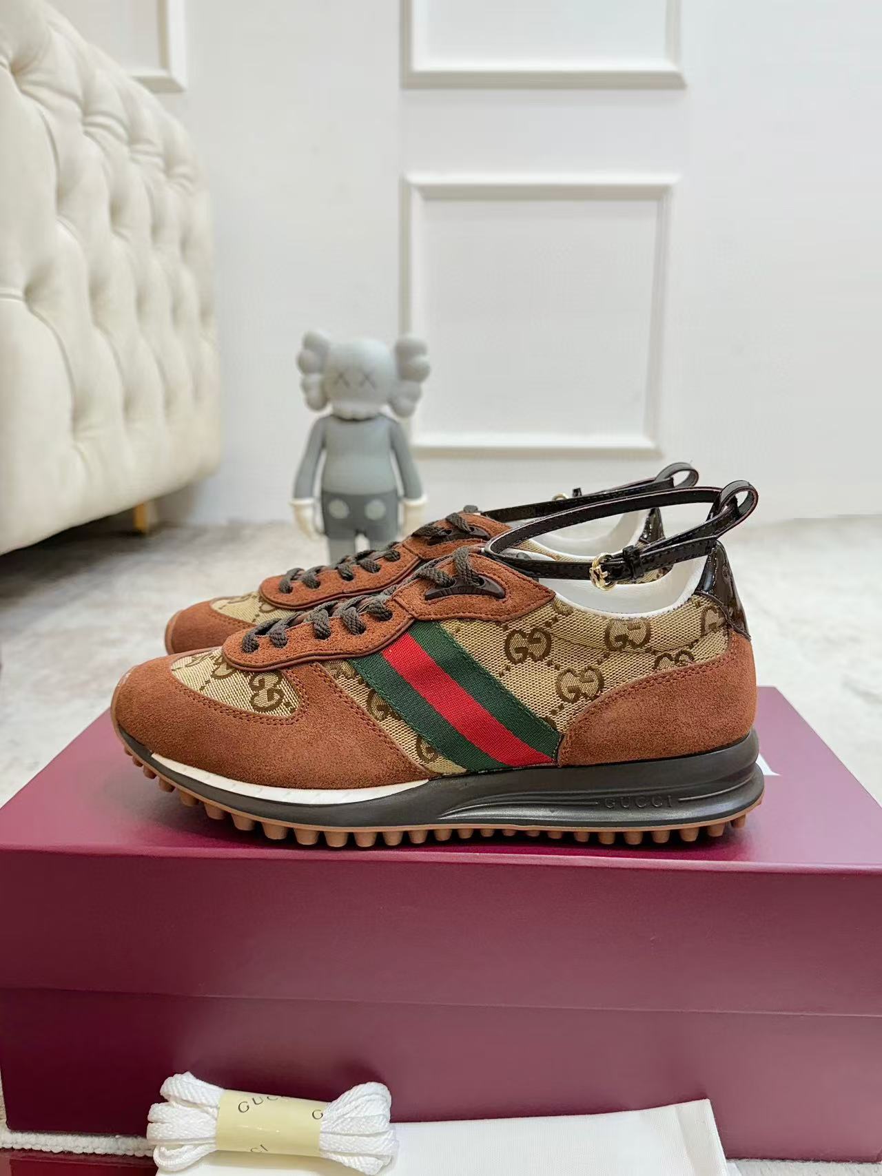 GG Re-Motion Ankle Strap Sneaker Brown Canvas