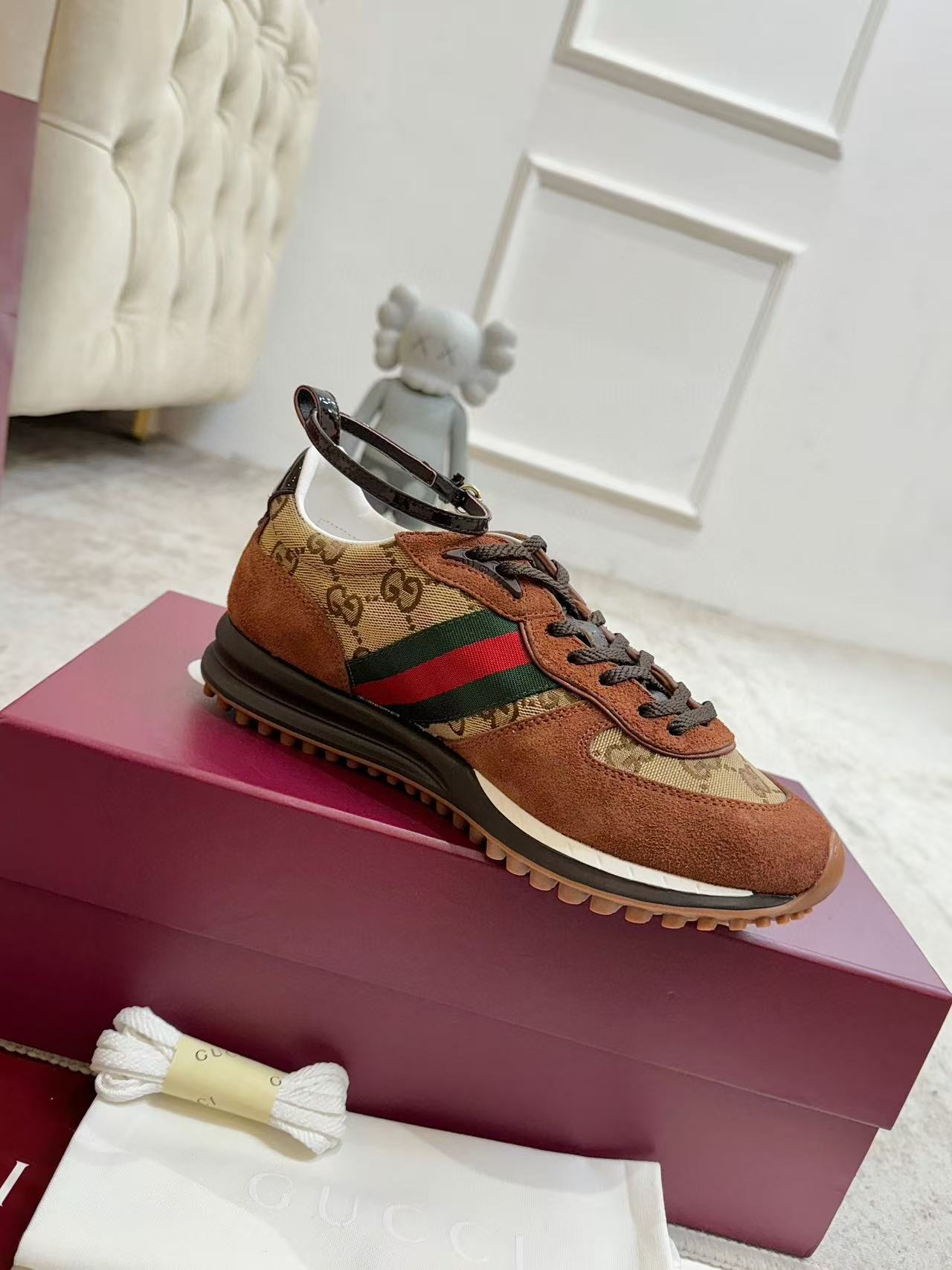 GG Re-Motion Ankle Strap Sneaker Brown Canvas