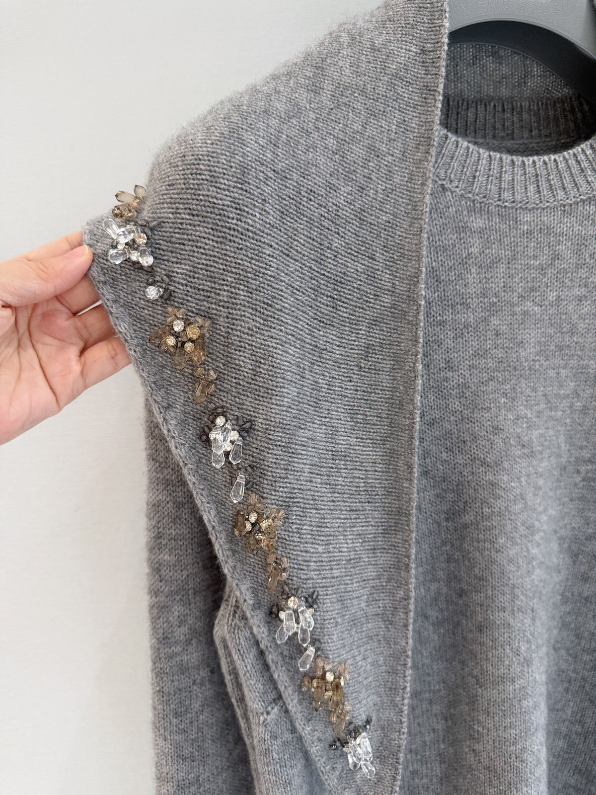 Prad Short-Sleeved Sweater With Scarf Camel Brown Cashmere