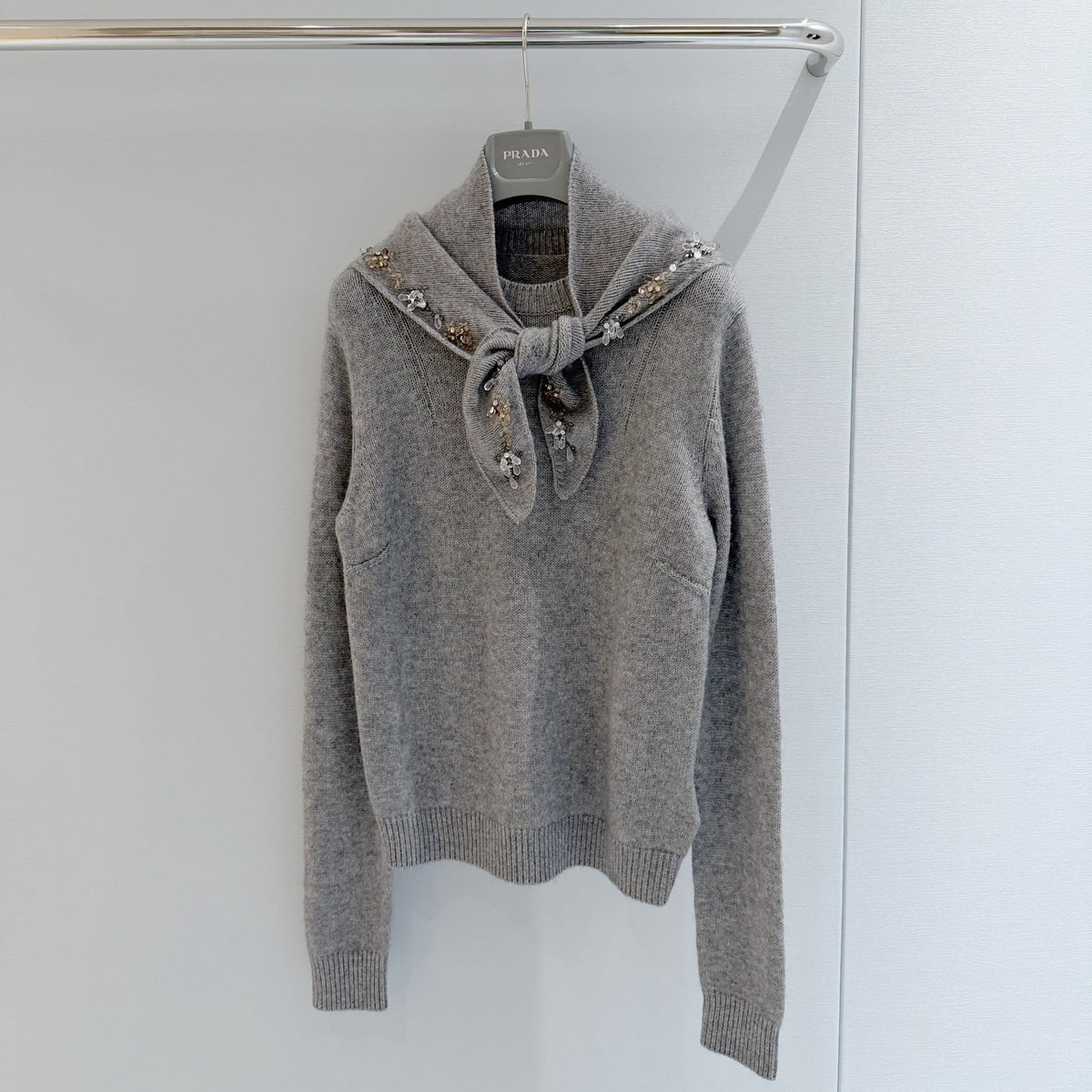 Prad Short-Sleeved Sweater With Scarf Camel Brown Cashmere