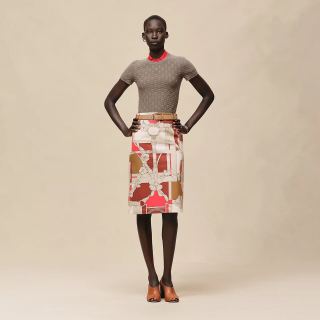 HM 26 Silk Printed Straight Skirt 378715